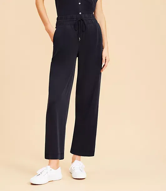 Lou & Grey Sandwashed Straight Crop Drawstring Pants