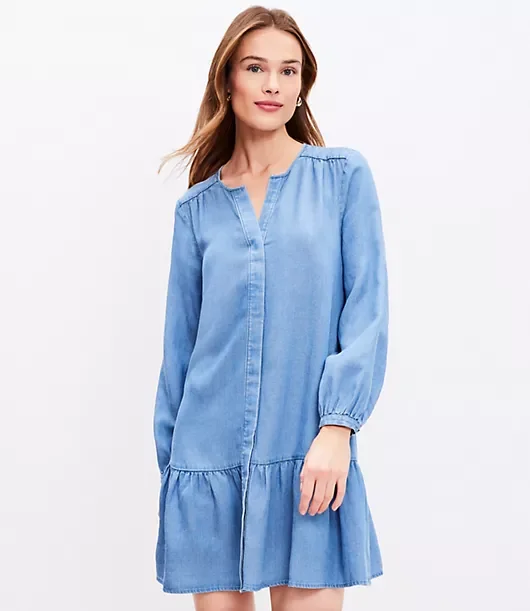 Chambray Flounce Dress