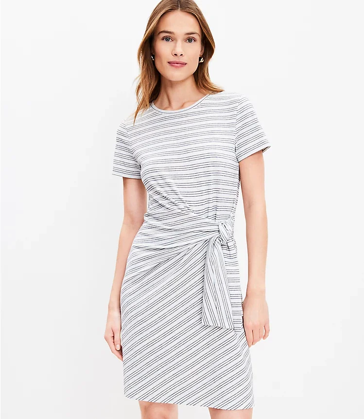 Striped Side Tie Shift Dress