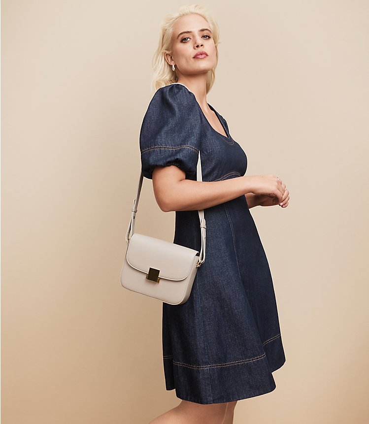 Denim Puff Sleeve Swing Dress