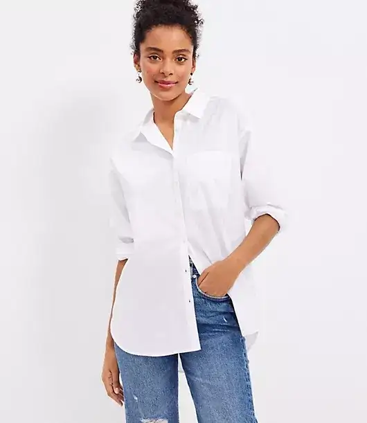 Cotton Blend Oversized Shirt