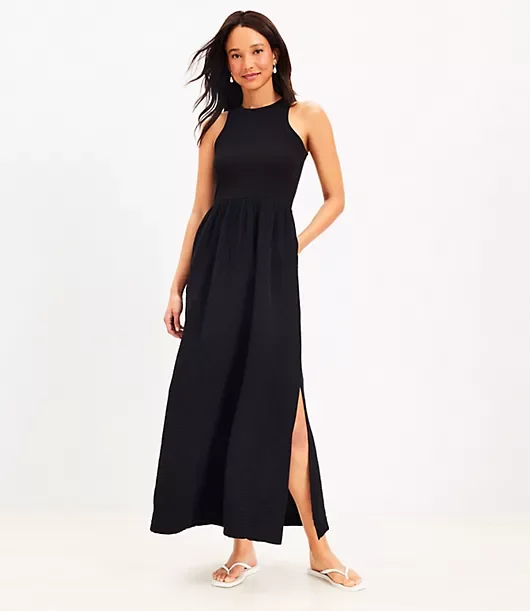 LOFT Beach Mixed Media Pocket Maxi Dress