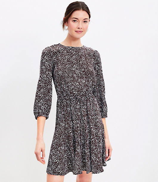 Dotted Godet Mini Flare Dress