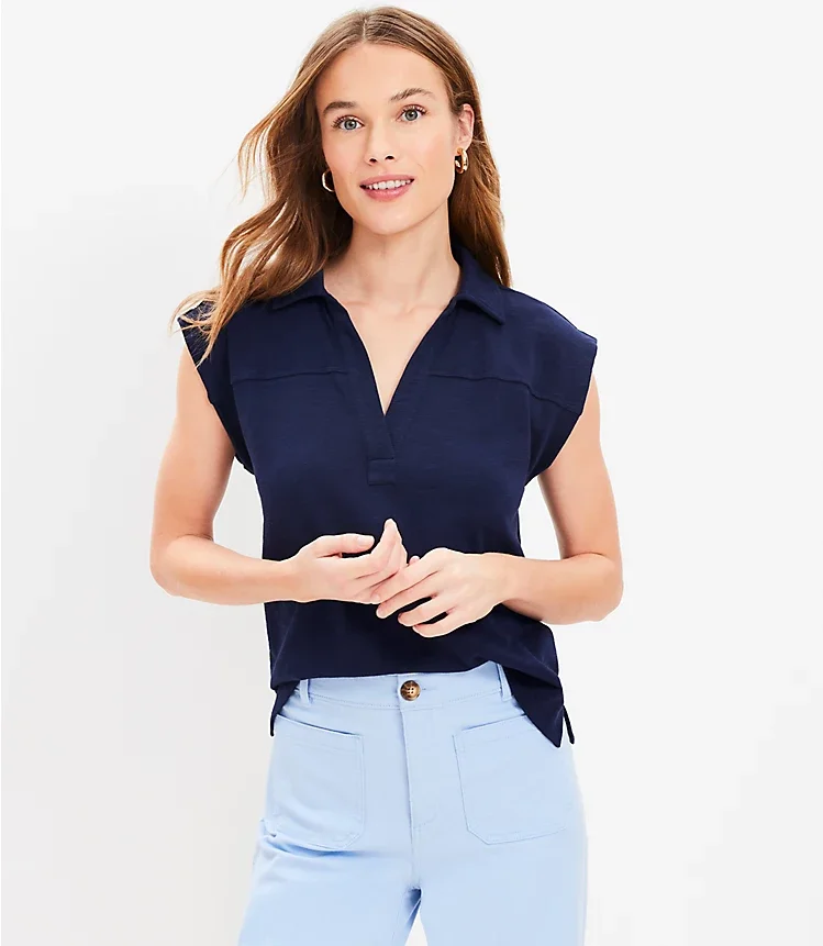 Slub Split Neck Shirt