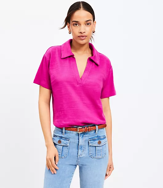 Split Neck Polo Shirt