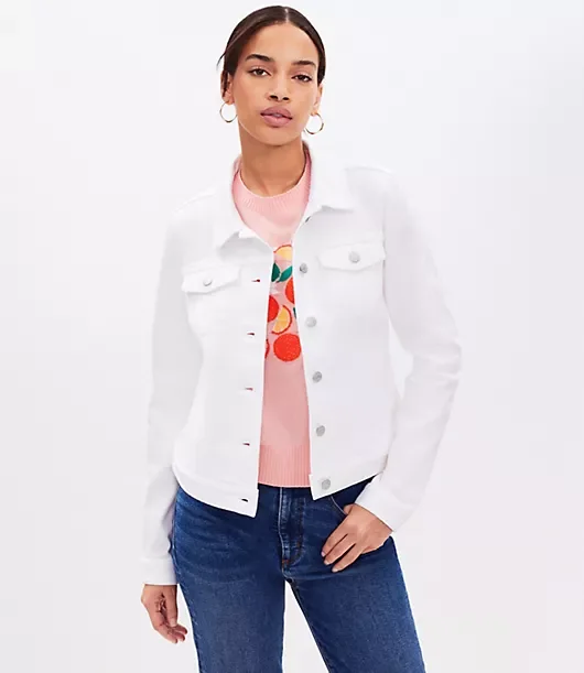 Cropped Denim Trucker Jacket in White