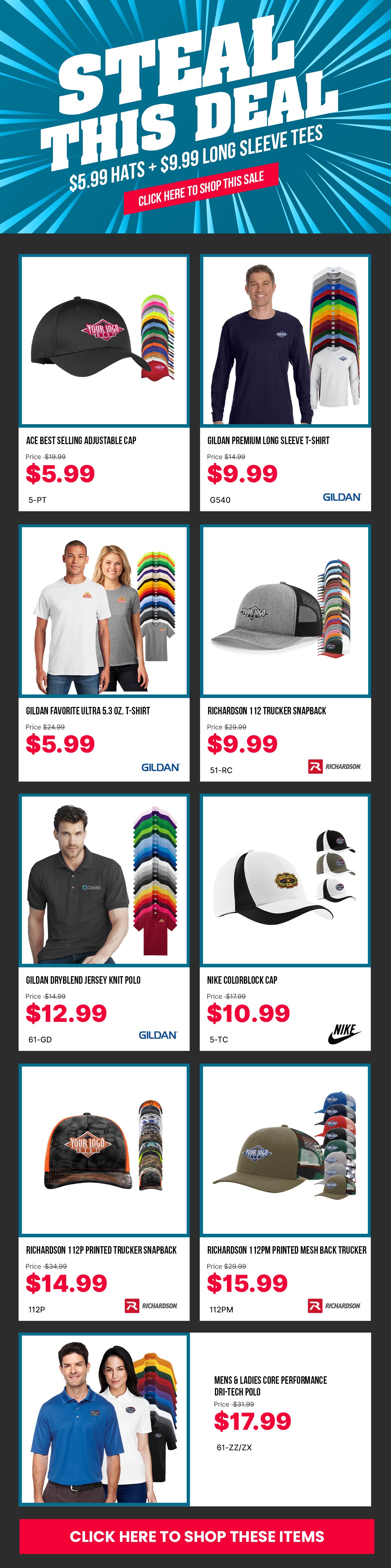 \\$5.99 Hats + \\$9.99 Long Sleeve Tees, Steal This Deal