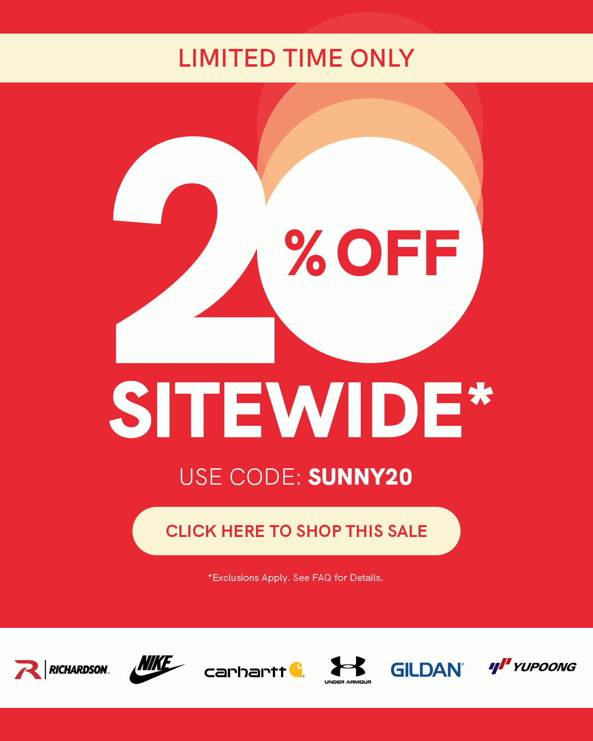 Sun's Out, Sales On: 20% OFF SITEWIDE!