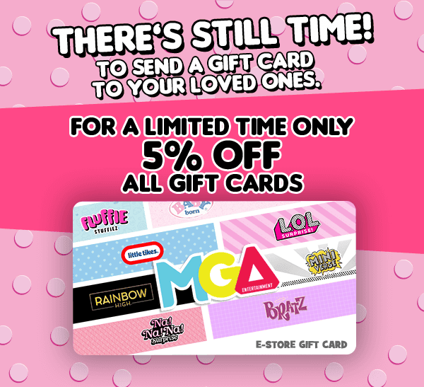 There's still time! To send a gift card to your loved ones. For a limited time only 5% off all gift cards.