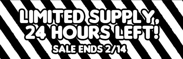 Limited supply, 24 hours left! Sale ends 2/14!