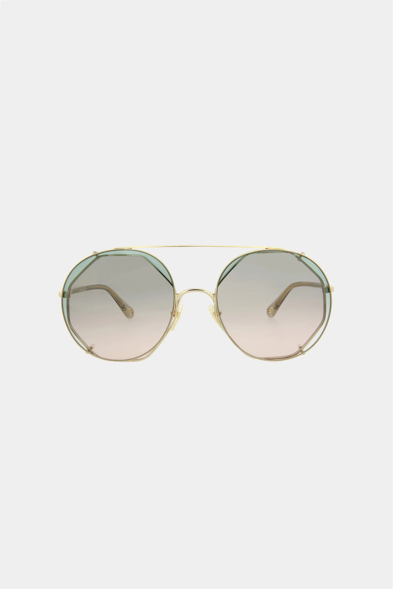 Image of Gold Round-Frame Metal Sunglasses