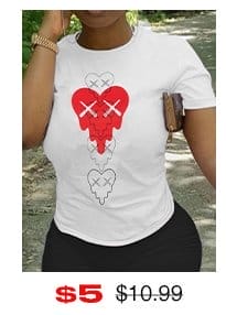 LW Heart Print Patchwork T-shirt