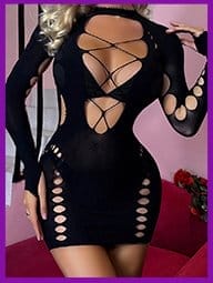 LW SXY See Through Pierced Bodycon Dress