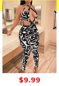 LW Cut Out Print Skinny Jumpsuit