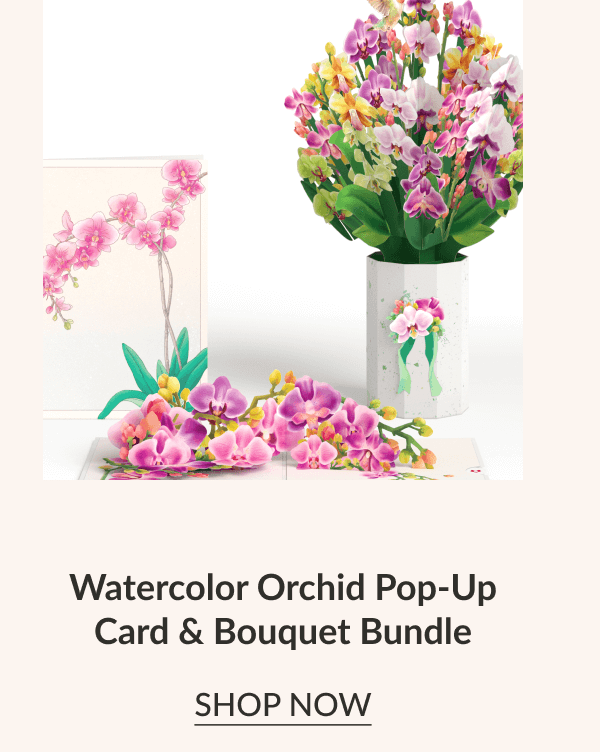 Waltercolor Orchid Pop-Up Card & Bouquet Bundle | SHOP NOW