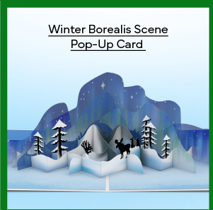 Winter Borealis Scene Pop-Up Card