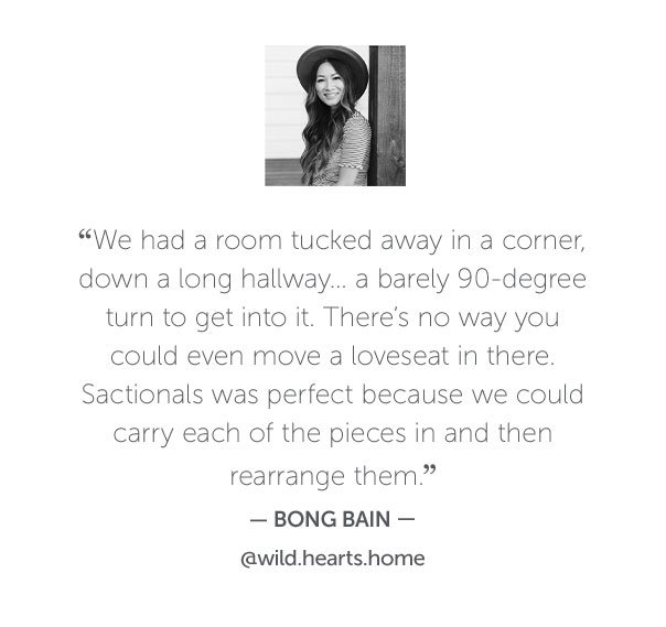 We had a room tucked away in a corner down a long hallway.. a barely 90 degree turn to get into it. There's no way you could even move a loveseat in there. Sactionals was perfect because we could carry each of the pieces in and then rearrange them.