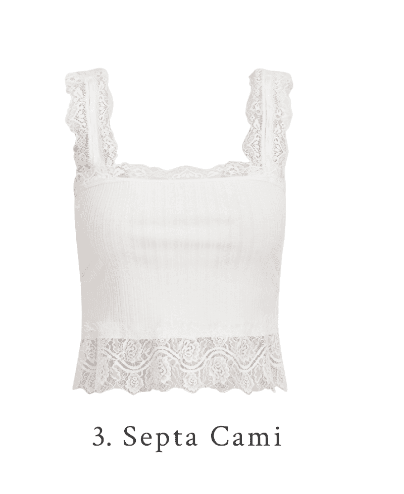 Septa Ribbed Knit Lace Cami