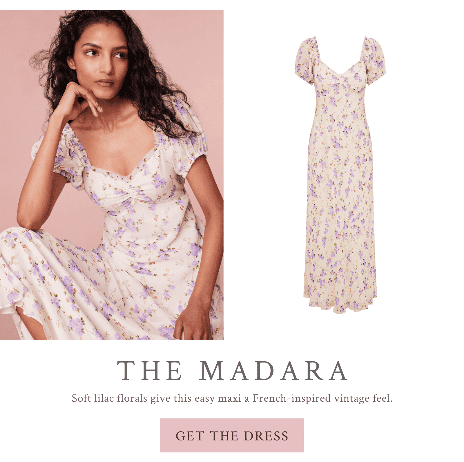 The Madara - Soft lilac florals give this easy maxi a French-inspired vintage feel.