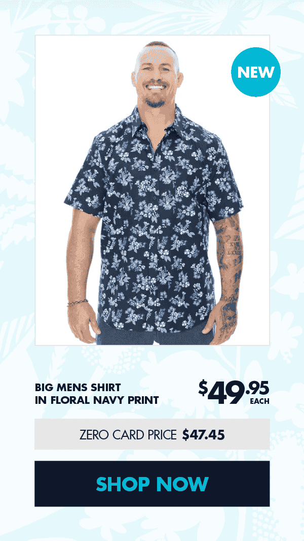 Big Mens Shirt In Floral Navy Print