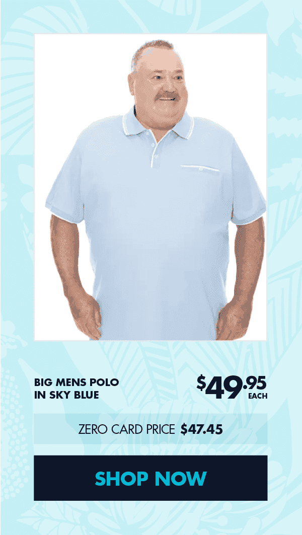 Big Mens Polo In Sky Blue