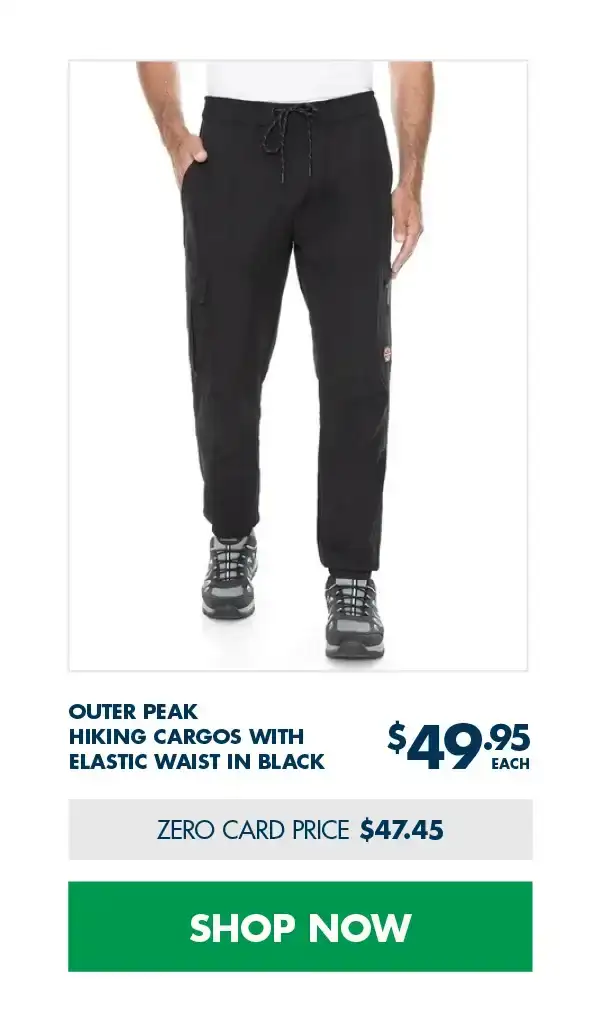 Outer Peak Hiking Cargos With Elastic Waist In Black