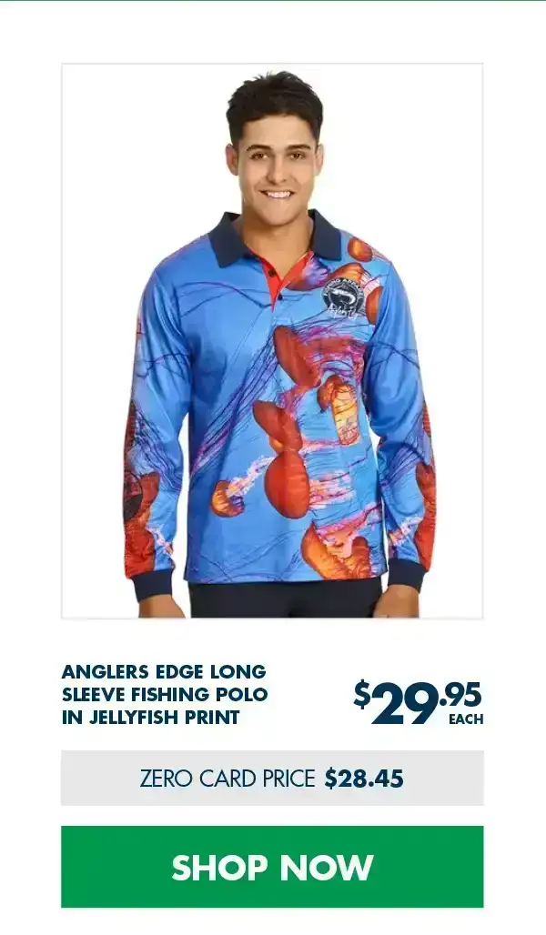 Anglers Edge Long Sleeve Fishing Polo In Jellyfish Print