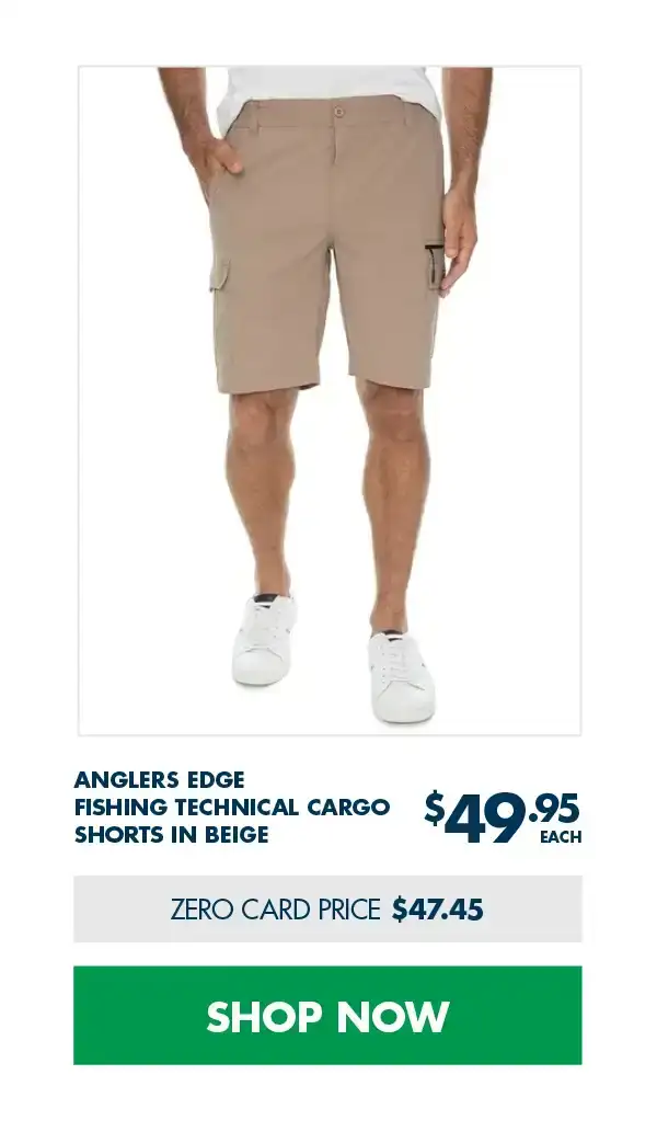 Anglers Edge Fishing Technical Cargo Shorts In Beige
