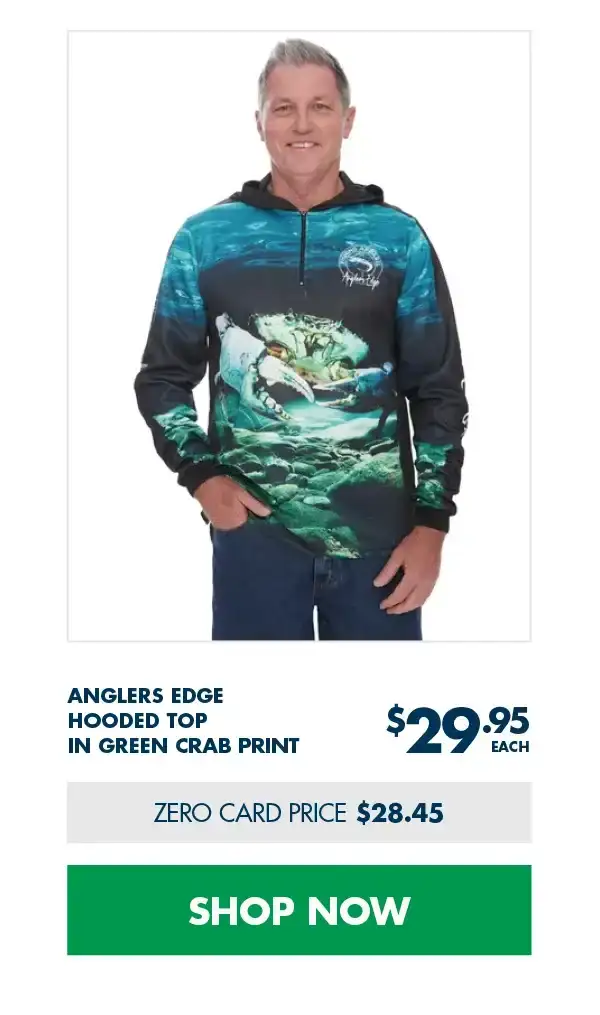 Anglers Edge Hooded Top in Green Crab Print