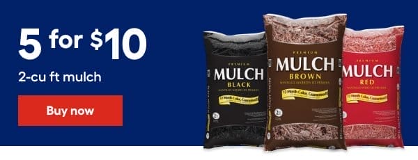 5 for \\$10. 2-cu ft mulch