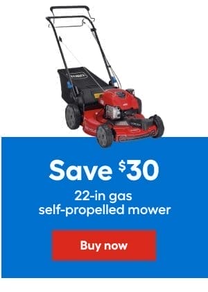 Save \\$30 22-in gas self-propelled mower.