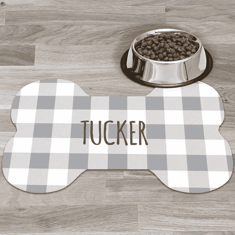 Personalized Plaid Dog Bone Rug