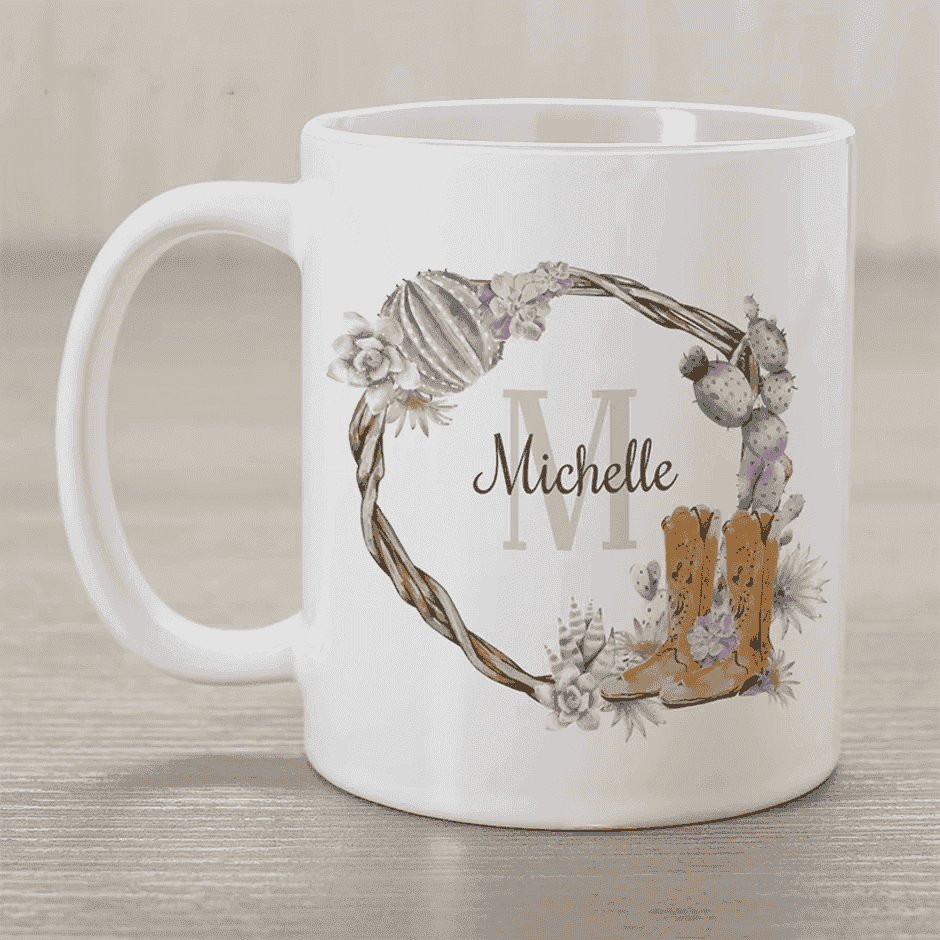 Personalized Watercolor Succulents Coffee Mug