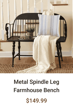 Metal Spindle Leg Farmhouse Bench