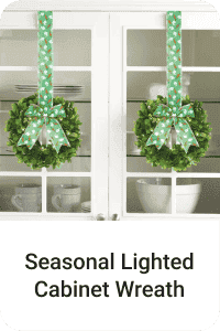 Seasonal Lighted Cabinet Wreath