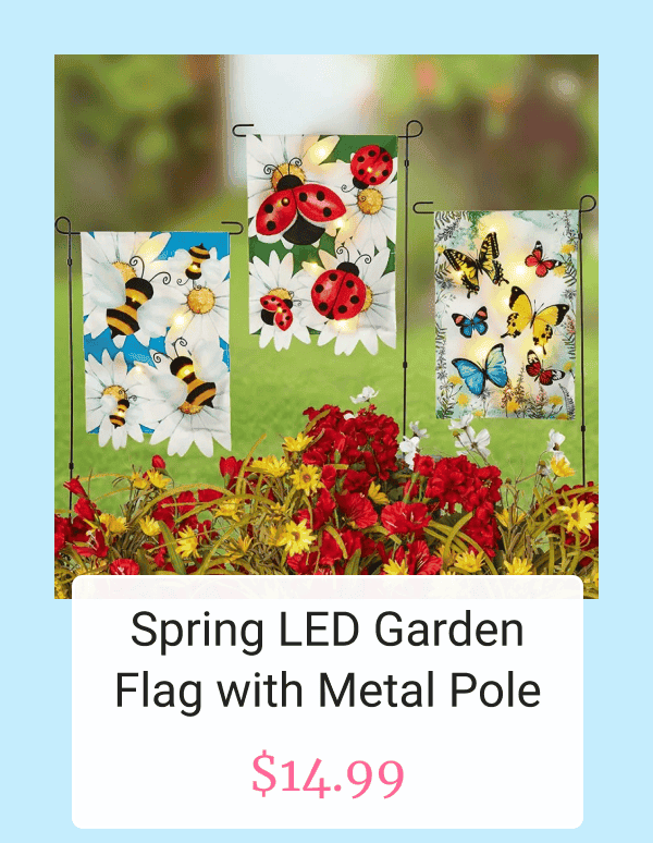 Spring LED Garden Flag with Metal Pole