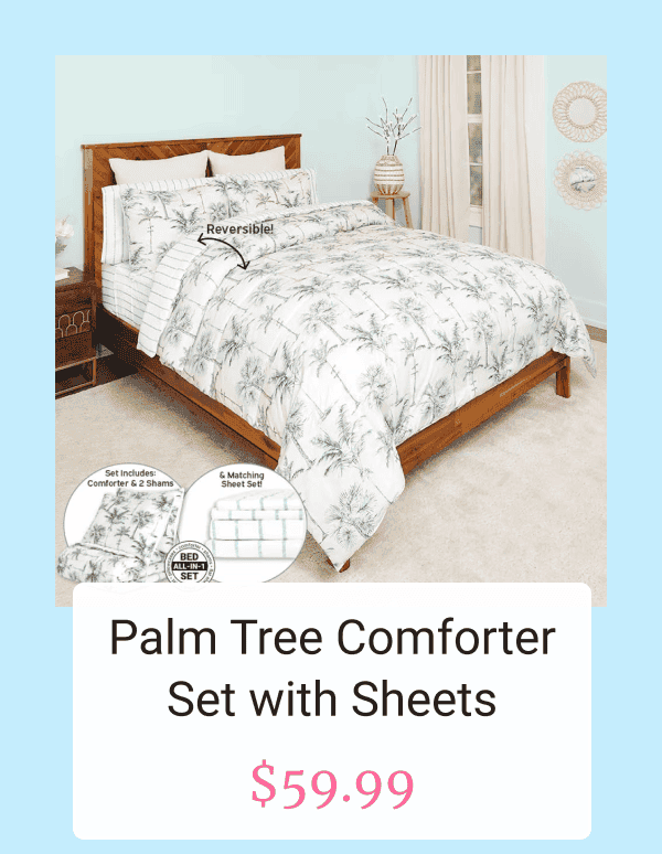 Vintage Palm Tree Complete Comforter Set with Sheets