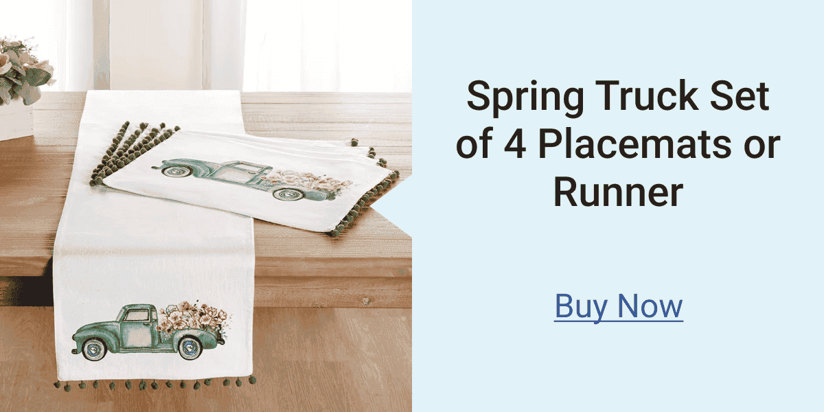 Spring Truck Set of 4 Placemats or Runner