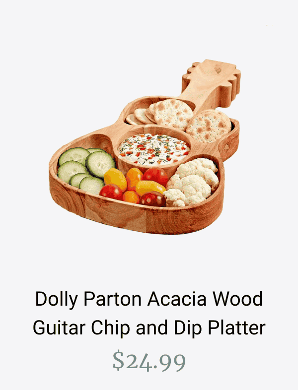 Dolly Parton Acacia Wood 3-Section Guitar Chip and Dip Platter