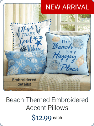 Beach-Themed Embroidered Accent Pillows