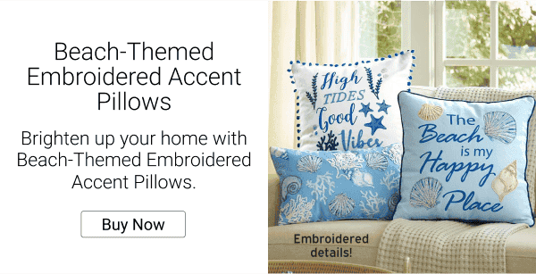 Beach-Themed Embroidered Accent Pillows