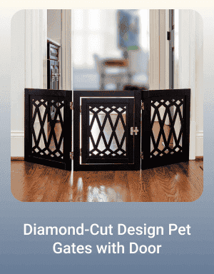 Diamond-Cut Design Pet Gates with Door