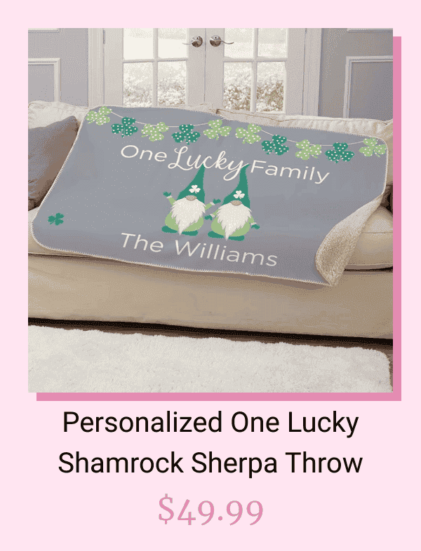 Personalized One Lucky Shamrock Sherpa Throw