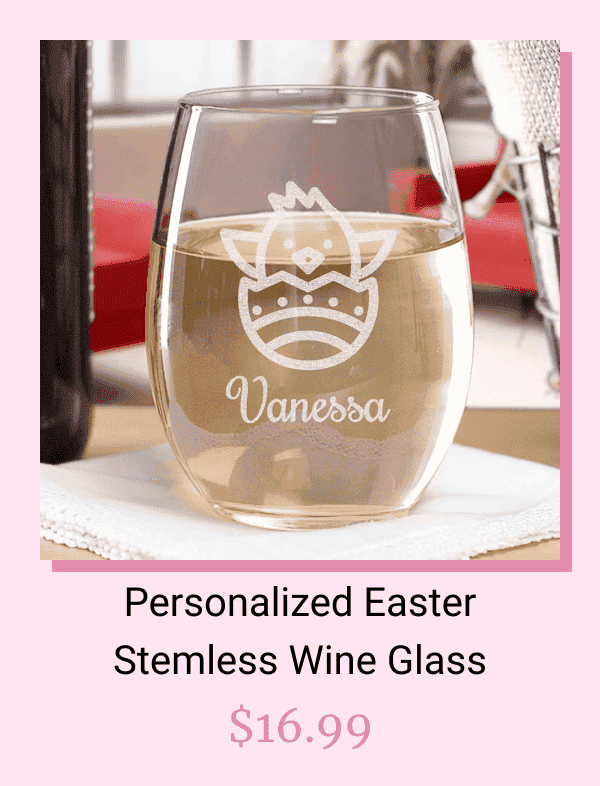 Personalized Easter Stemless Wine Glass