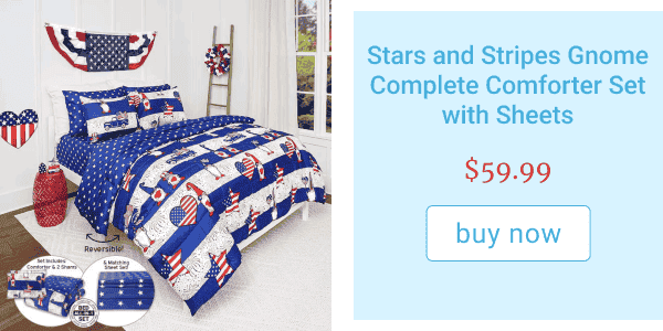 Stars and Stripes Gnome Complete Comforter Set with Sheets