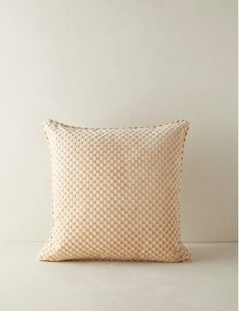 Hi-Lo Checker Velvet Pillow by Sarah Sherman Samuel - Natural