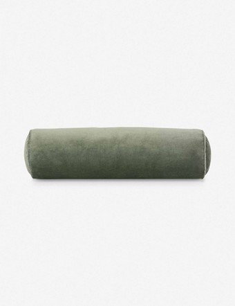 Sabine Velvet Bolster Pillow-Moss