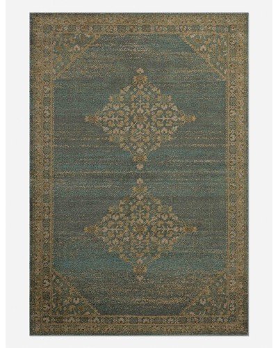 Mona I Rug by Magnolia Home by Joanna Gaines x Loloi-Aqua and Wheat / 8'10" x 12'