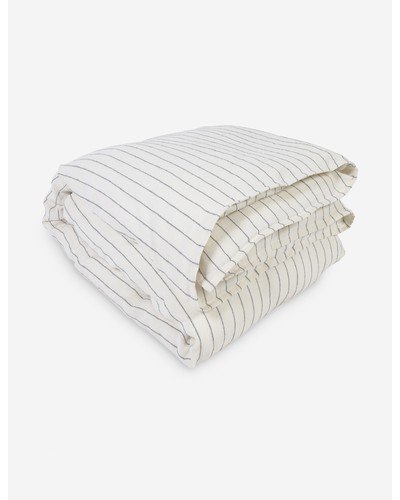 Blake Linen Duvet by Pom Pom at Home - Cream and Gray / King