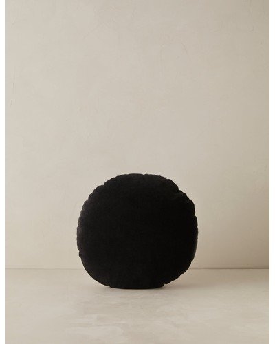 Velvet Round Pillow by Sarah Sherman Samuel - Black